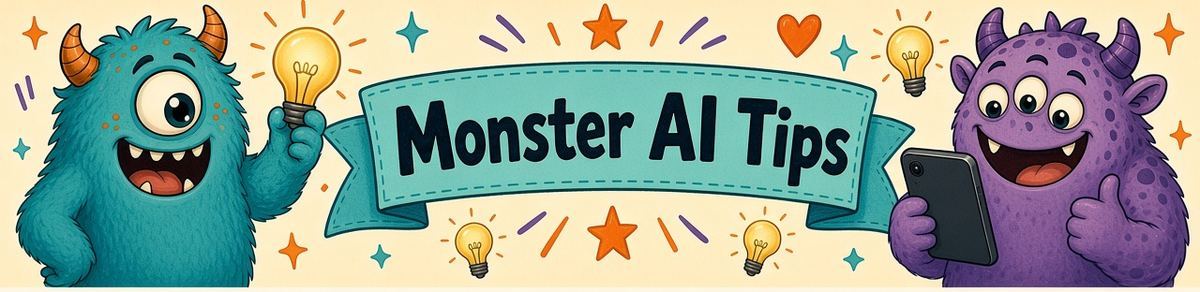 Monster AI Tips, with Lewis holding a lightbulb and Martin holding a phone
